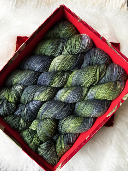 Sock Yarn Fingering Hand Dyed Merino Nylon 100g 420m – Aurora Walk Forest Cello