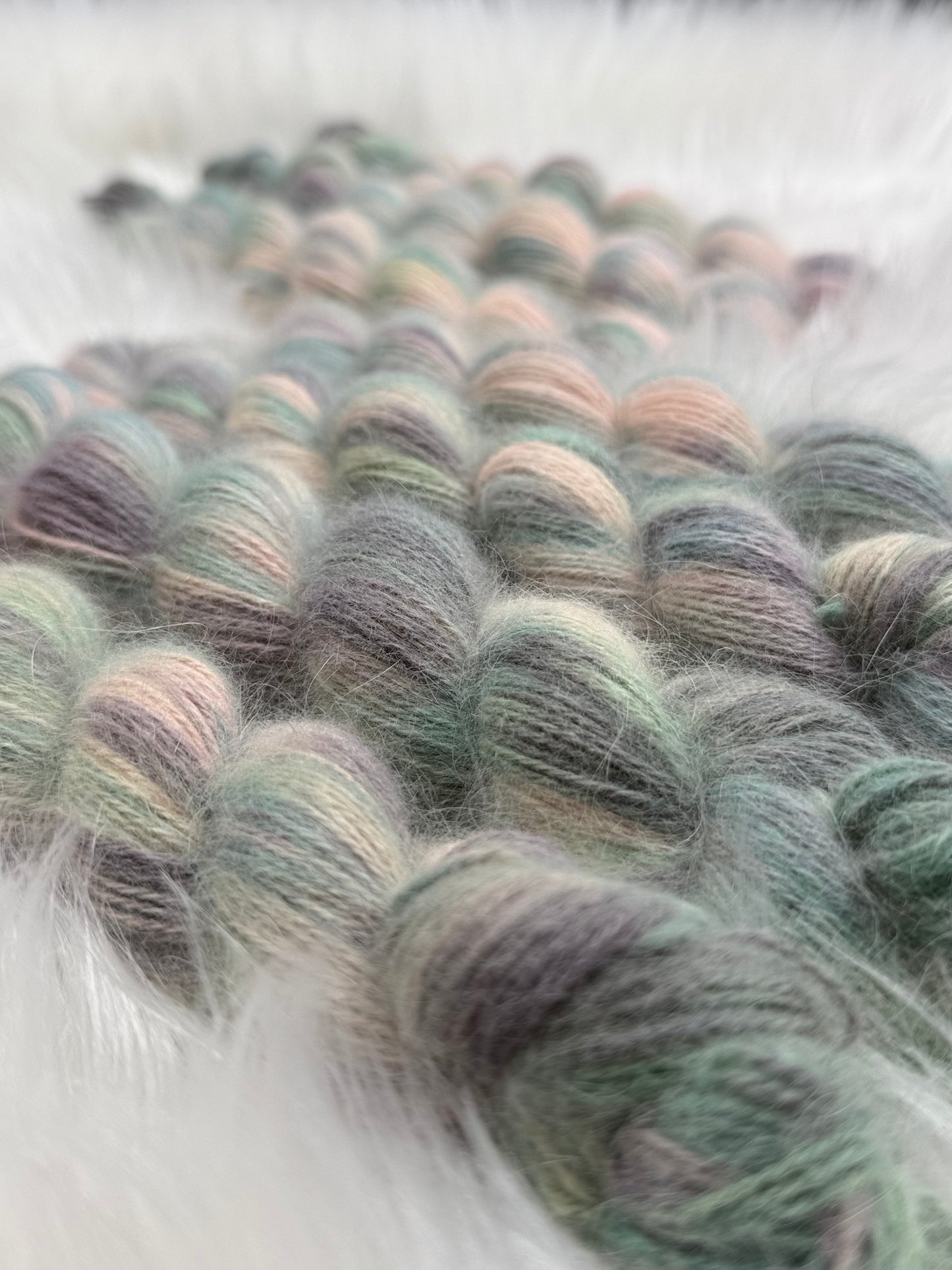 Hand dyed yarn angora/merino/polyamide