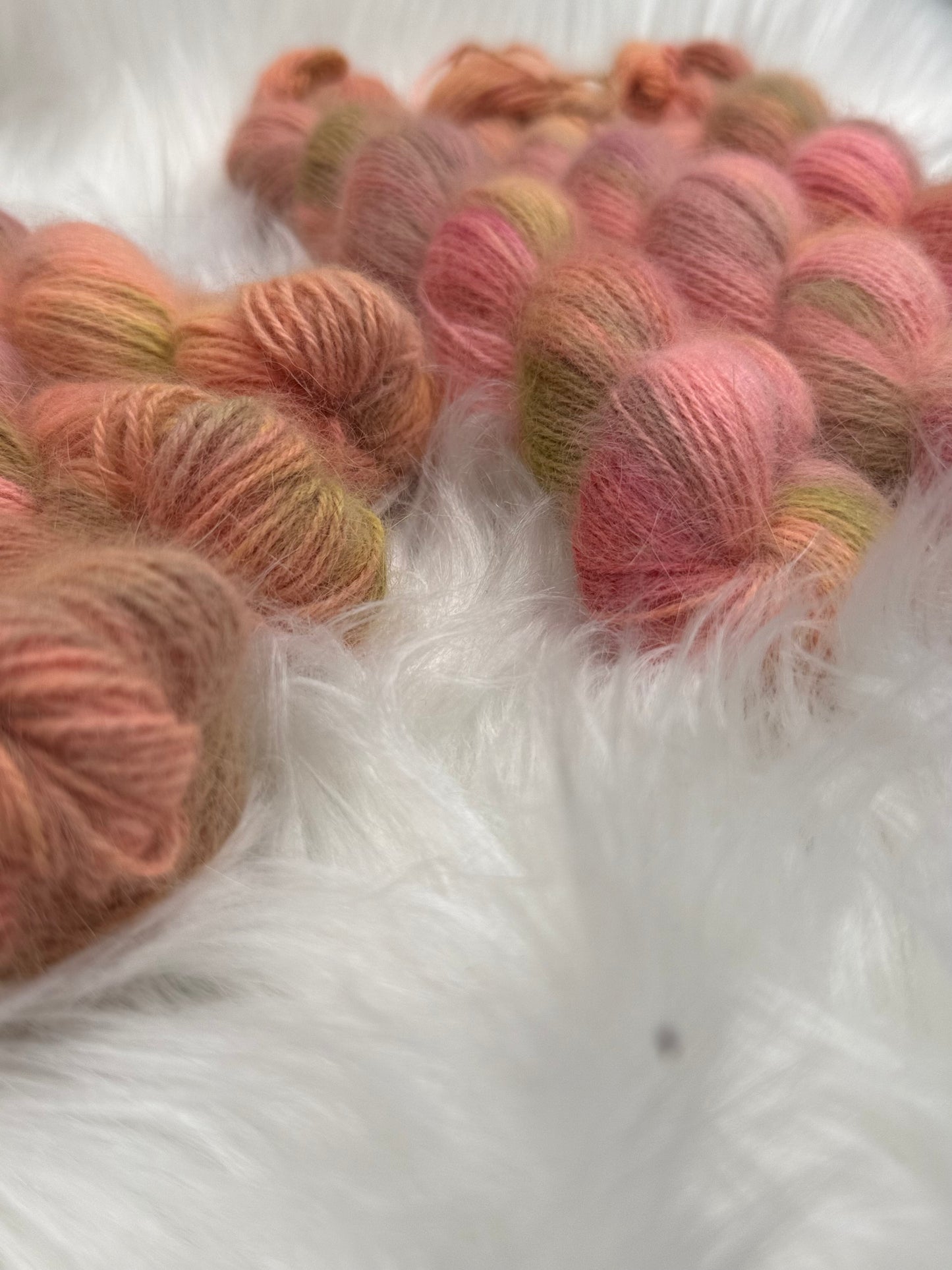Hand dyed yarn angora/merino/polyamide