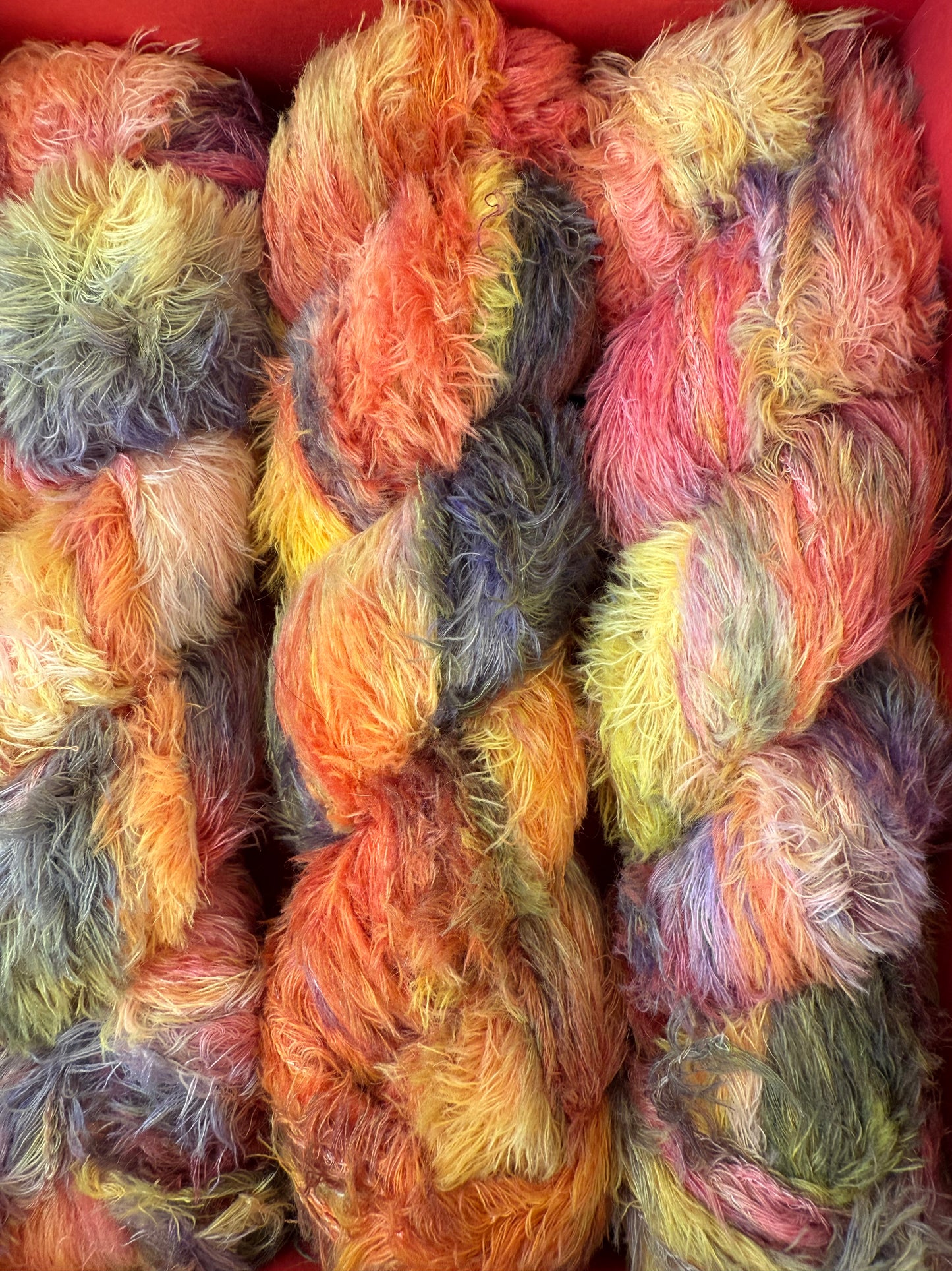 Hand dyed yarn 🔥 Colour: “Sunset Carnival”
from the Dream Fuzz collection