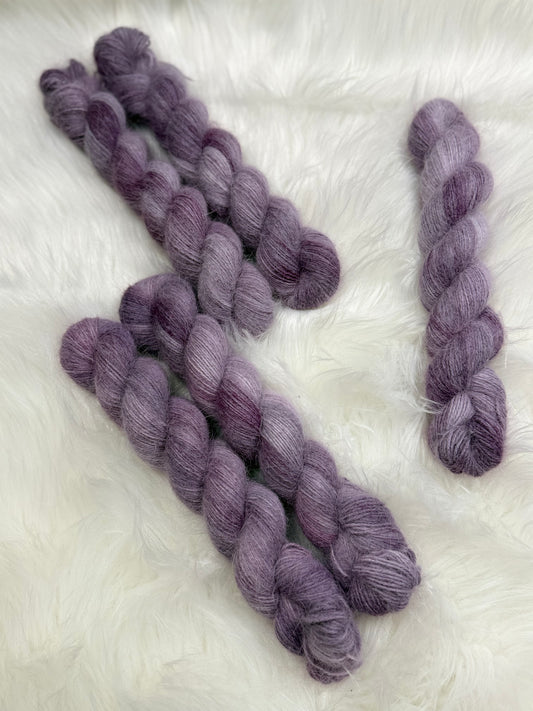 Hand dyed yarn angora/merino/polyamide