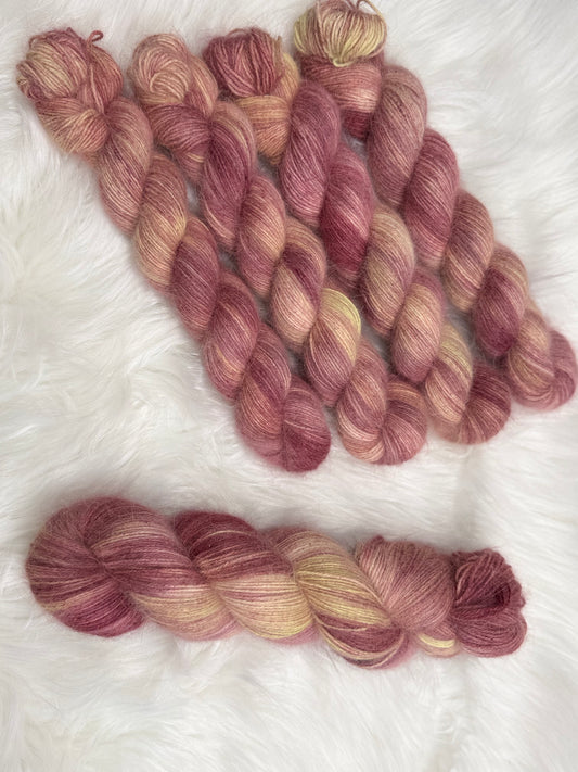 Hand dyed yarn angora/merino/polyamide