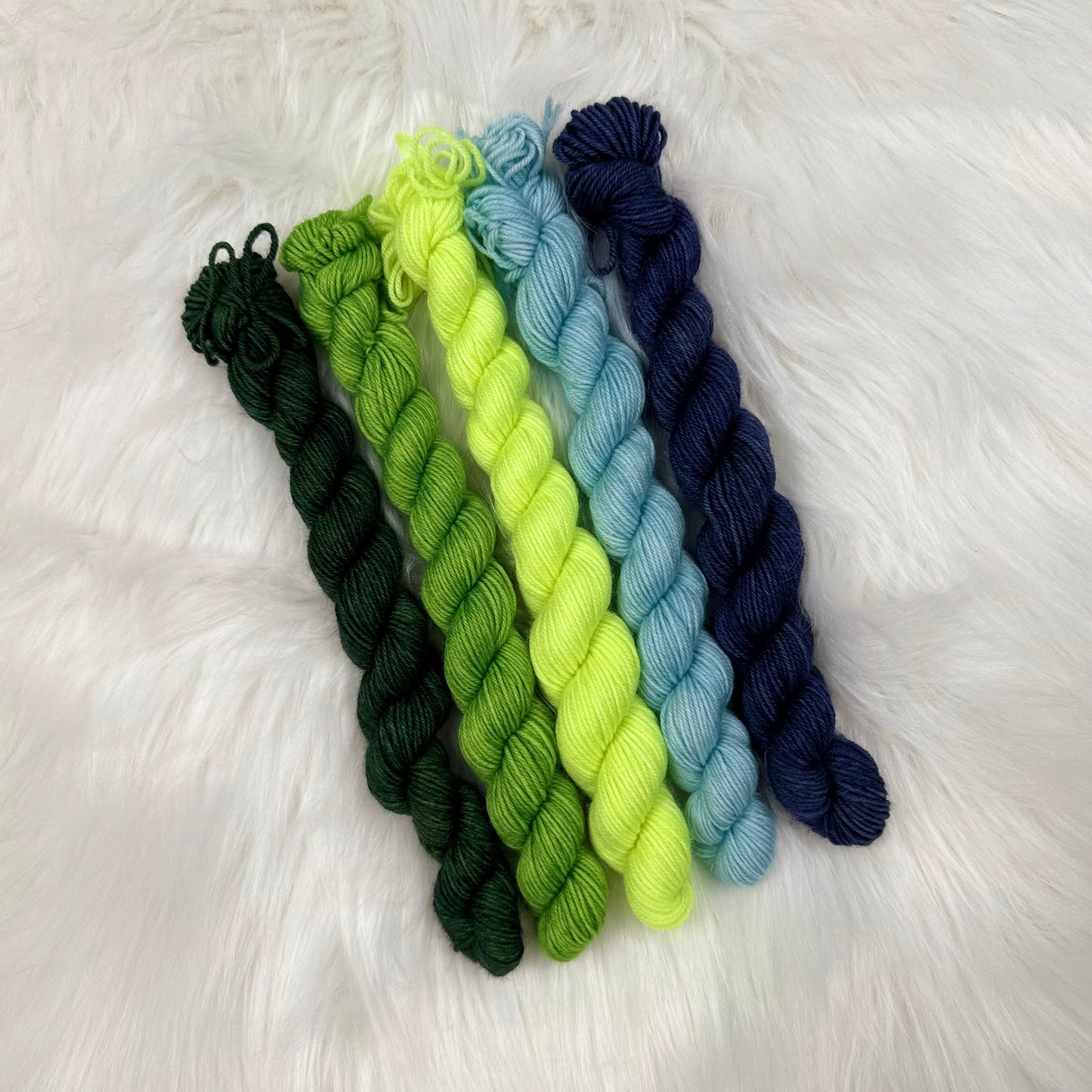 Hand Dyed Sock Yarn Mini Set | Fingering Weight Merino Nylon | 5×20g Mini Skeins