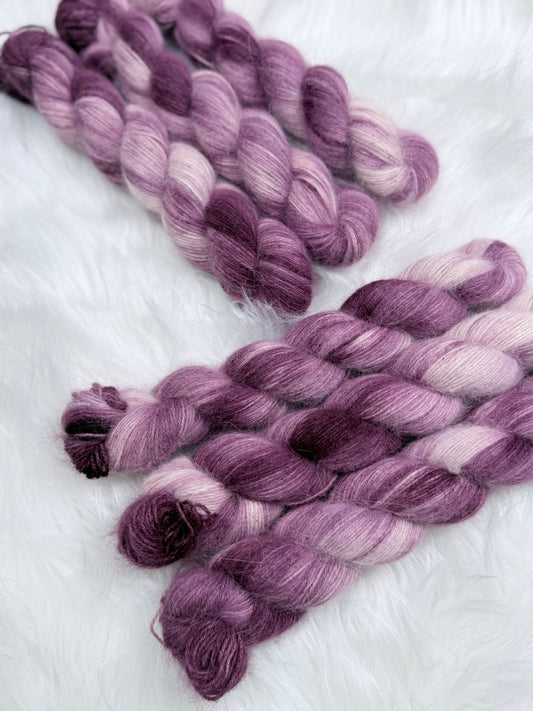 Hand dyed yarn angora/merino/polyamide