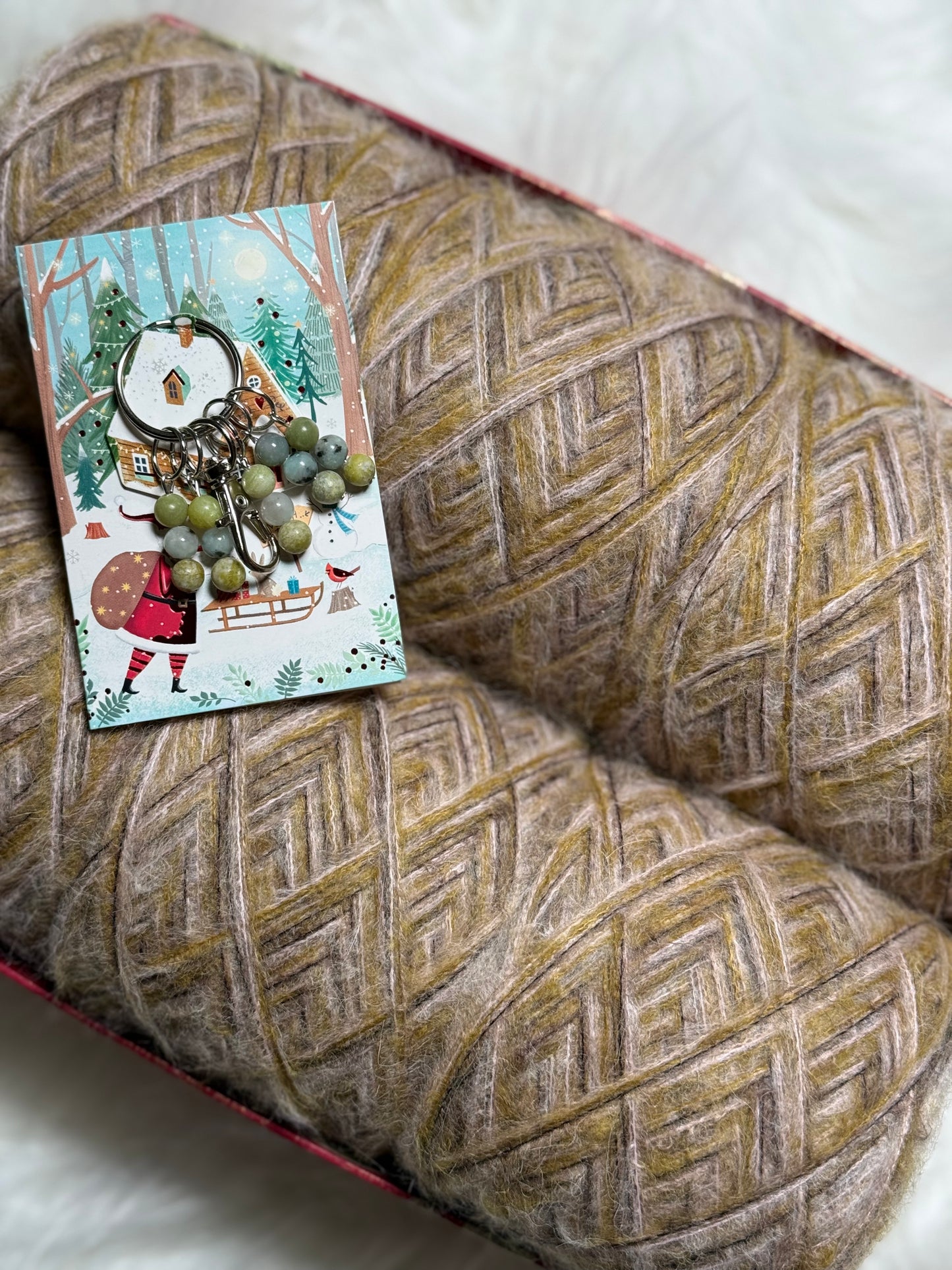 Gift Set — 6 cakes yarn+ handmade stitch markers (in a holiday gift box)