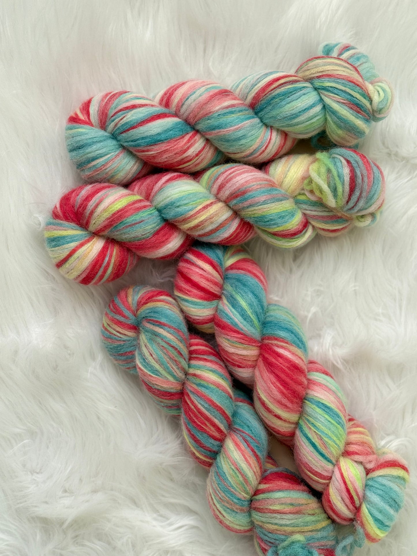 Hand dyed yarn  Carnival Haze · Veil of Air · Baby Alpaca Blend