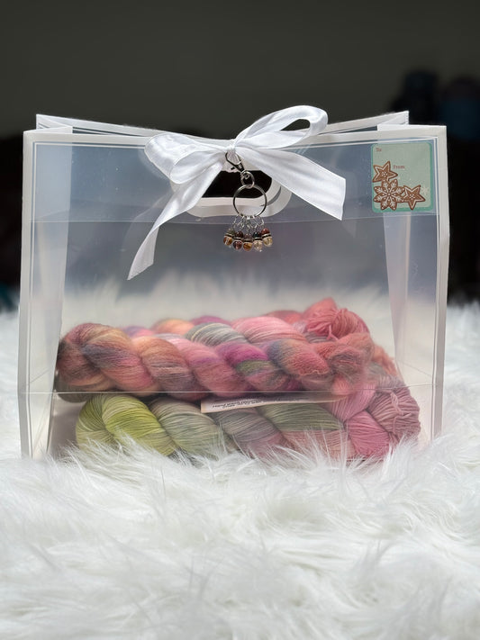 Hand Dyed Yarn Gift Set + Handmade Stitch Markers