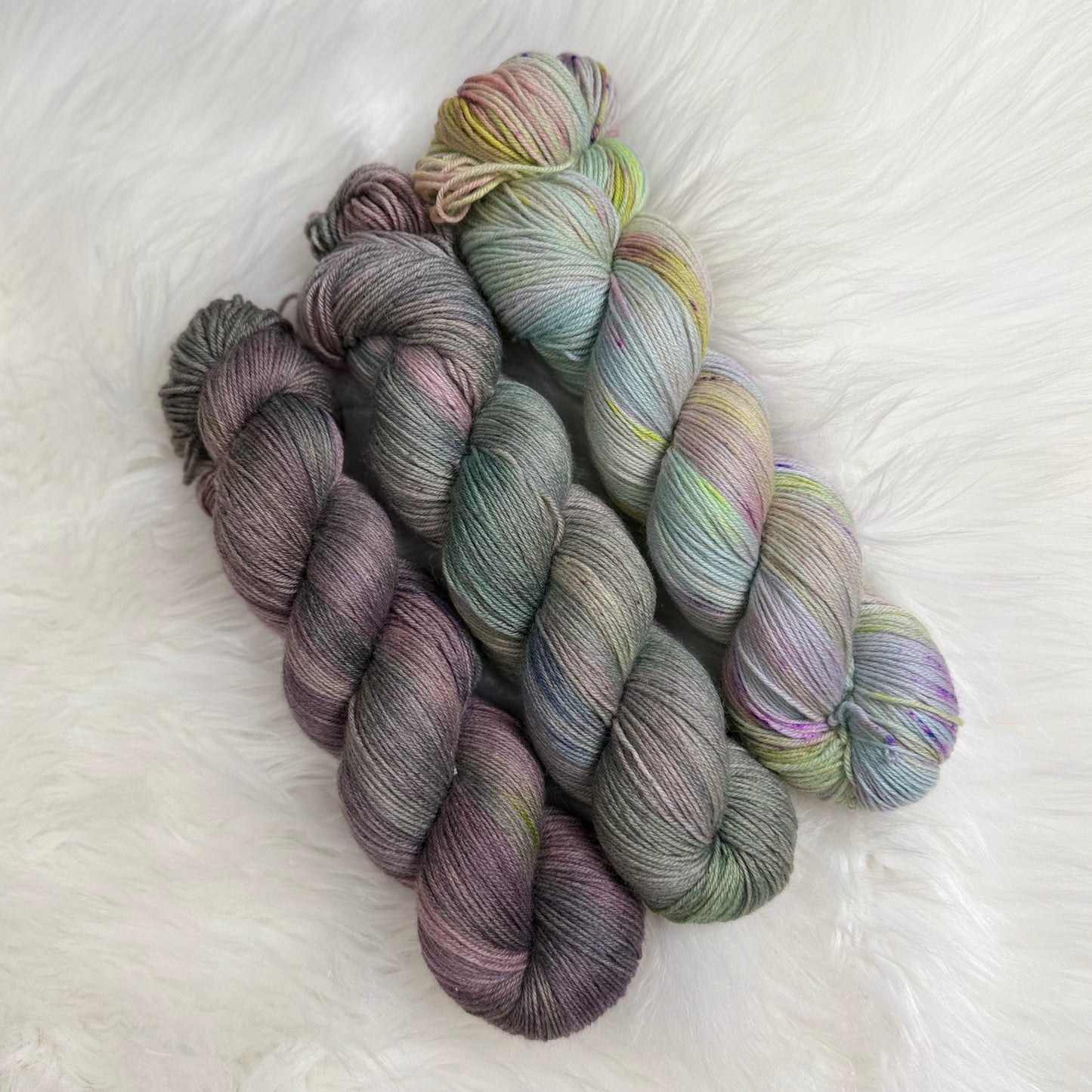 Hand Dyed Sock Yarn Set | Fingering Weight Merino Nylon | 3×100g