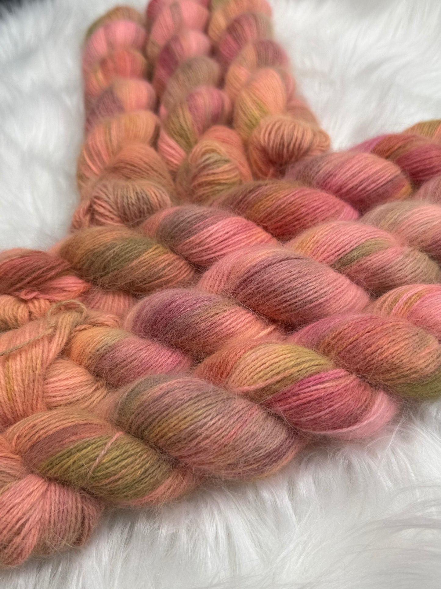 Hand dyed yarn angora/merino/polyamide