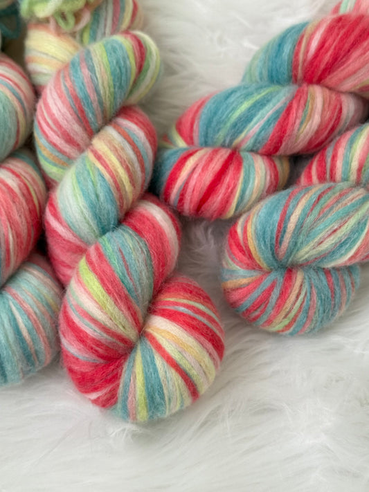 Hand dyed yarn  Carnival Haze · Veil of Air · Baby Alpaca Blend