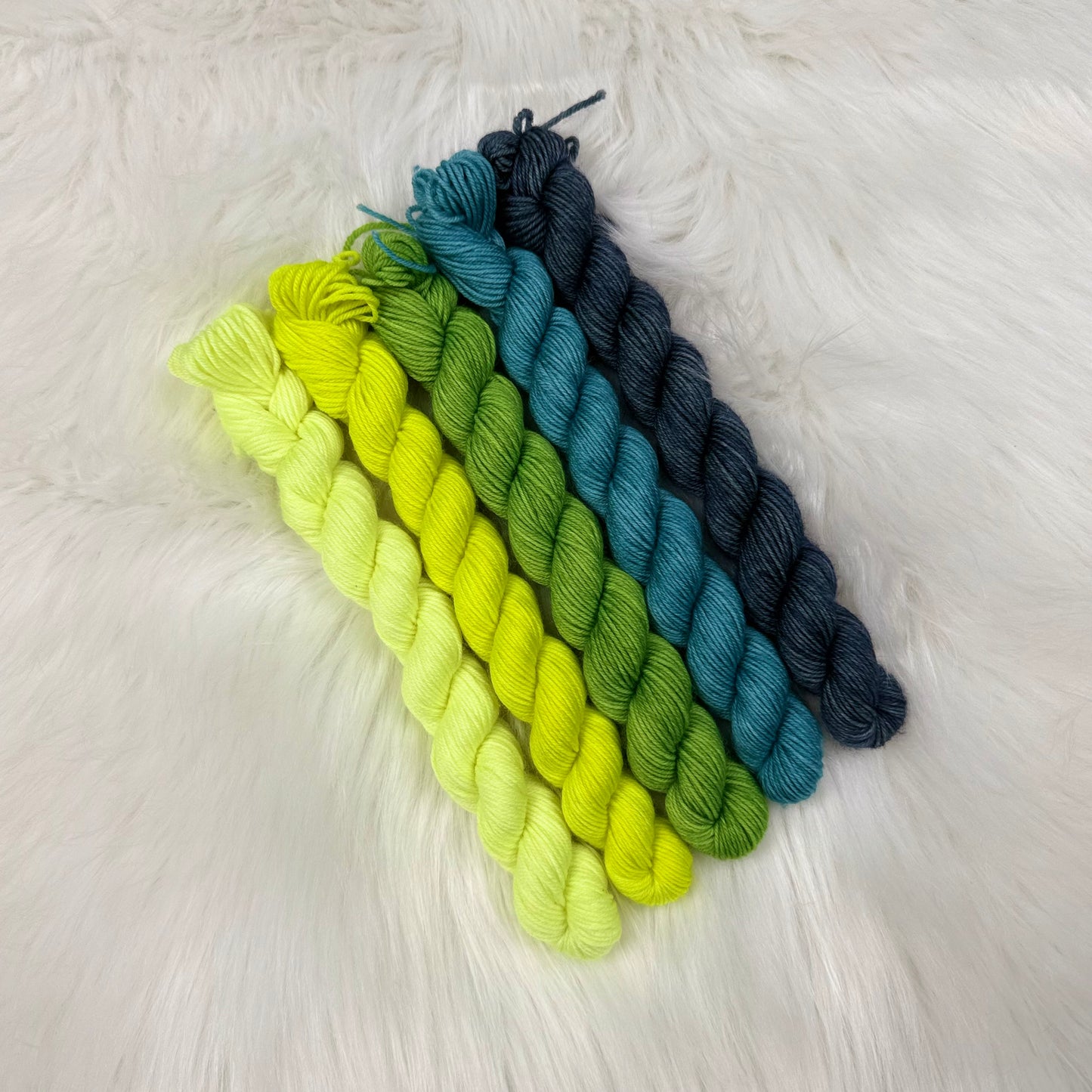 Hand Dyed Sock Yarn Mini Set | Fingering Weight Merino Nylon | 5×20g Mini Skeins