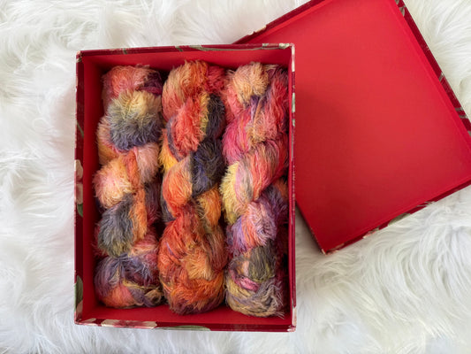 Hand dyed yarn 🔥 Colour: “Sunset Carnival”
from the Dream Fuzz collection