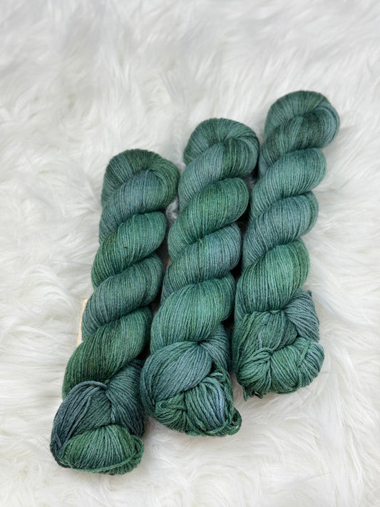 Hand Dyed Sock Yarn Forest Teal Fingering 100g Superwash Merino Nylon