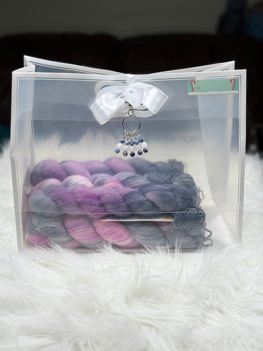 Hand Dyed Yarn Gift Set + Handmade Stitch Markers