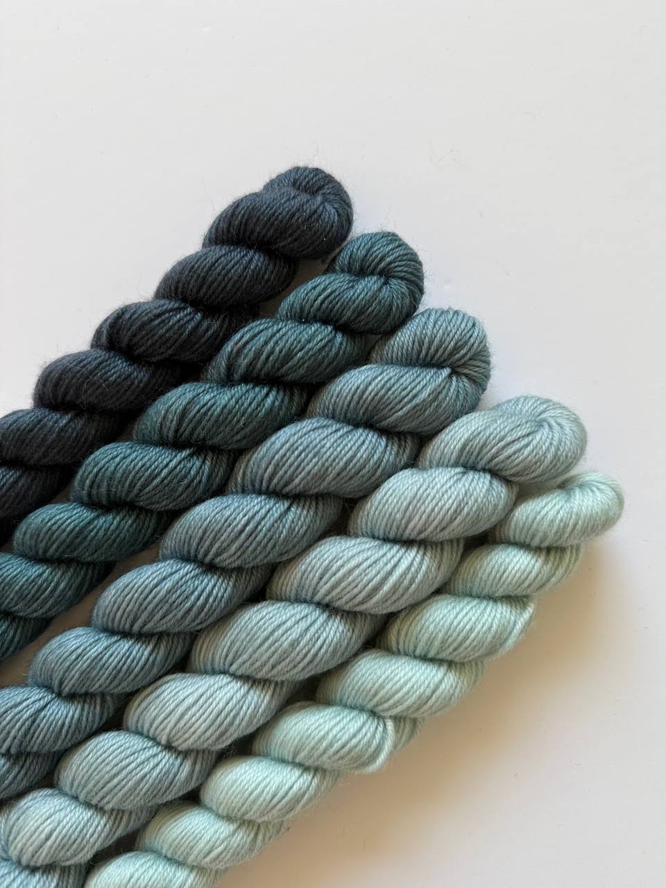 Hand Dyed Sock Yarn Mini Set | Fingering Weight Merino Nylon | 5×20g Mini Skeins |Ocean Mist 🌊| #1007