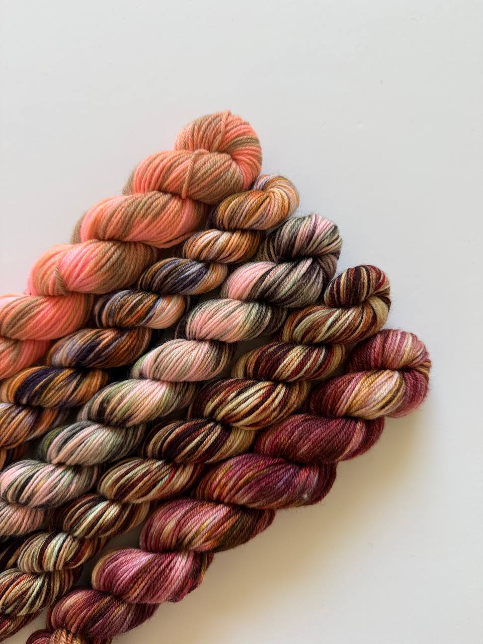 Hand Dyed Sock Yarn Mini Set | Fingering Weight Merino Nylon | 5×20g Mini Skeins |Wildflower Dusk 🌅| #1009