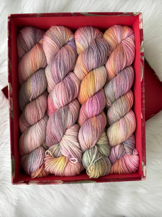 Sock Yarn Fingering Hand Dyed Merino Nylon 100g 420m – Aurora Walk Rosy Antique Garden