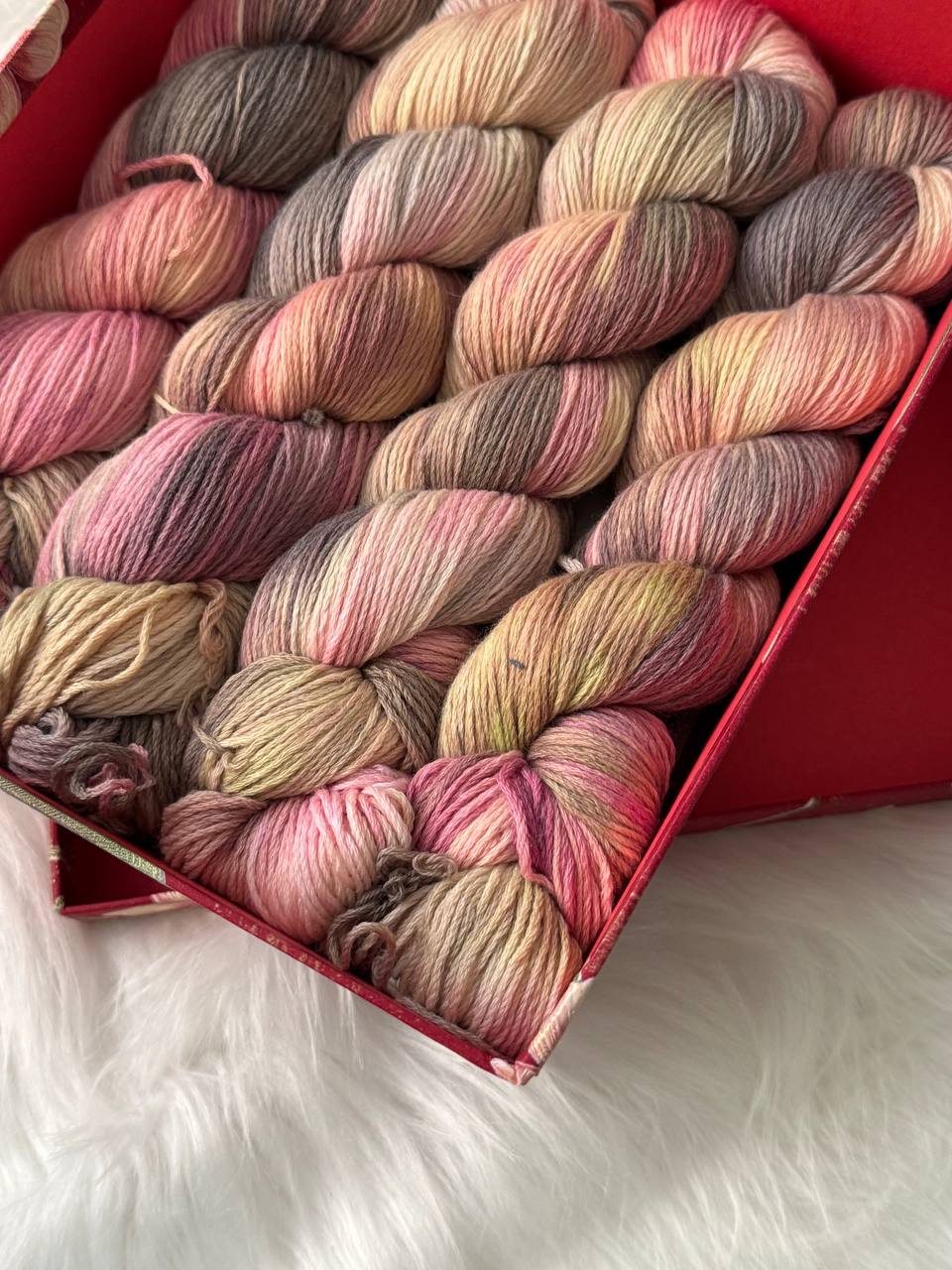 Sock Yarn Fingering Hand Dyed Merino Nylon 100g 420m – Aurora Walk Rose Caramel Fields