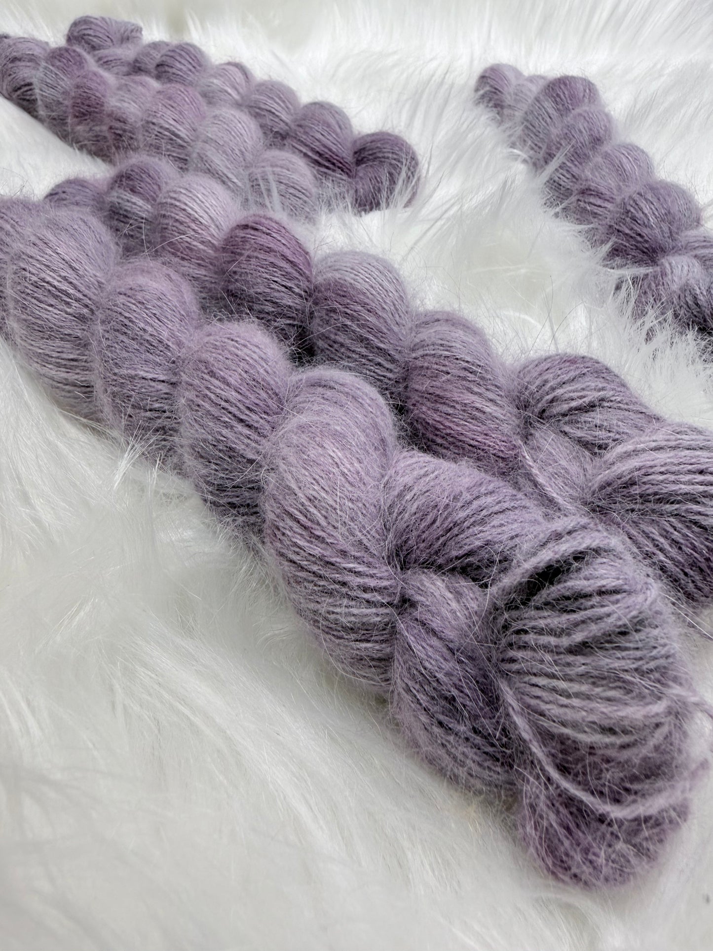 Hand dyed yarn angora/merino/polyamide