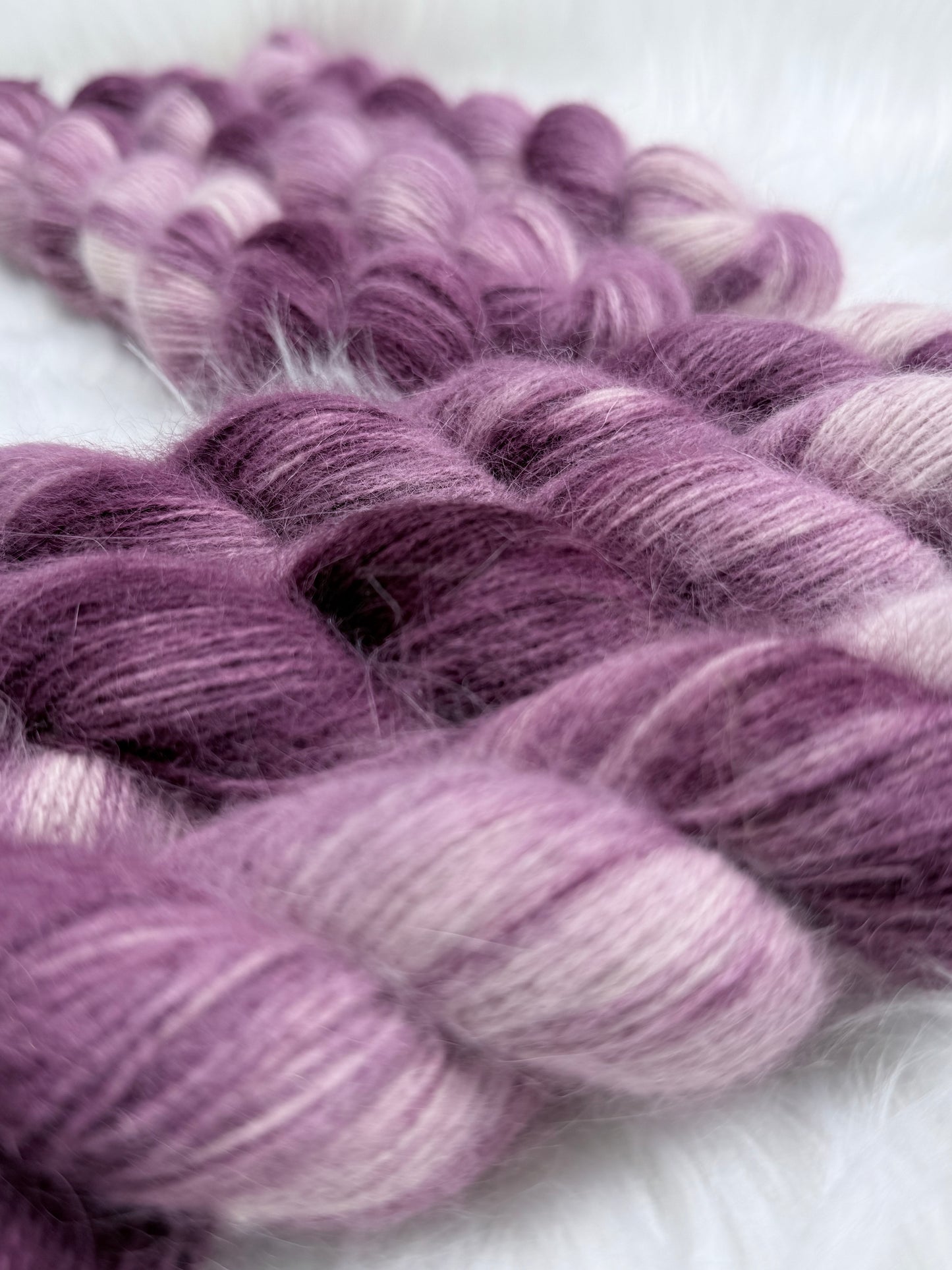 Hand dyed yarn angora/merino/polyamide
